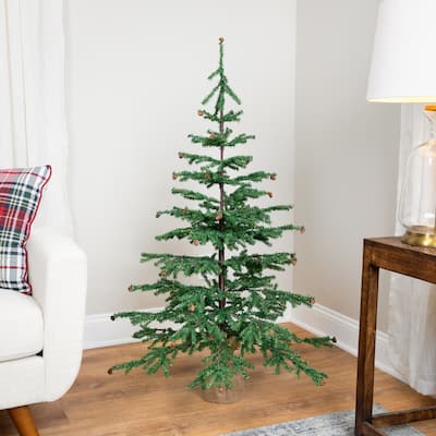 Medium Artificial Christmas Tree with Pine Cones in Burlap Base - 4' - Unlit - 4 Foot