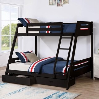 Twin over Full Bunk Bed with Ladder and 2 Underbed Drawers