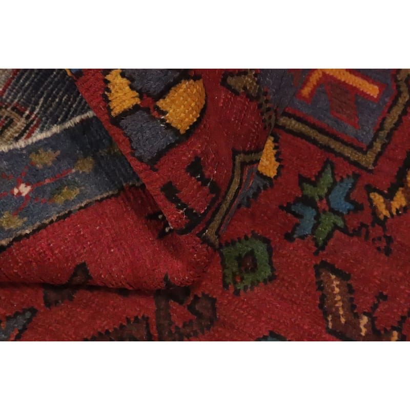 Hand Knotted Oriental 100% Wool Carpet Traditional Tribal Red Ardebil Runner Rug - 9' 0'' X 3' 7''