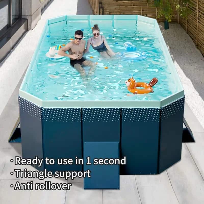 Anmytek 3.0m Foldable Above Ground Swimming Pool with Triangular Support System, 4-Layer Puncture Resistant PVC Construction