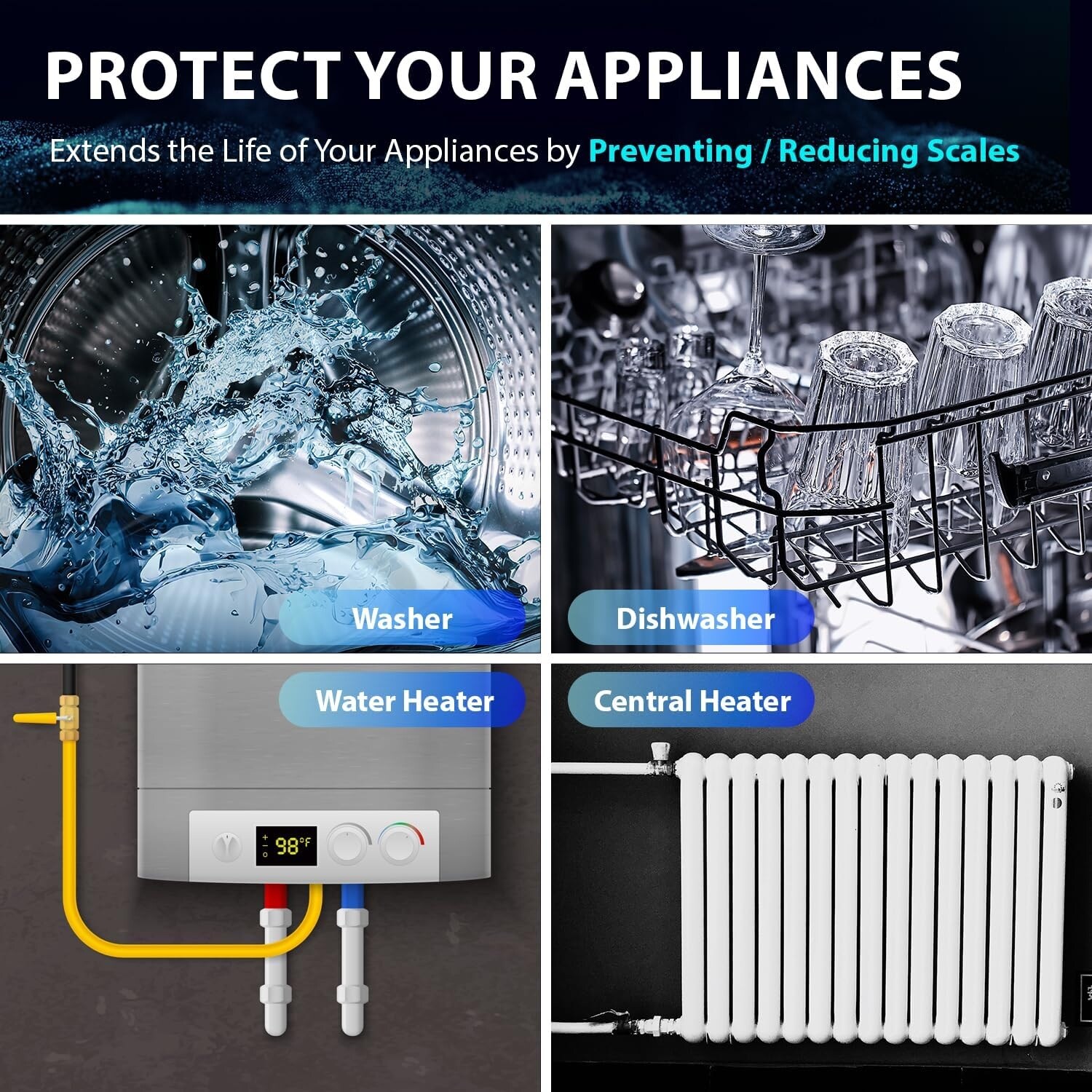 Détartrant électronique ISpring EDV2 - Anti-calcaire Pour Toute La Maison, Sans Sel, Puissance 12W, Installation Facile Sur Tuyau