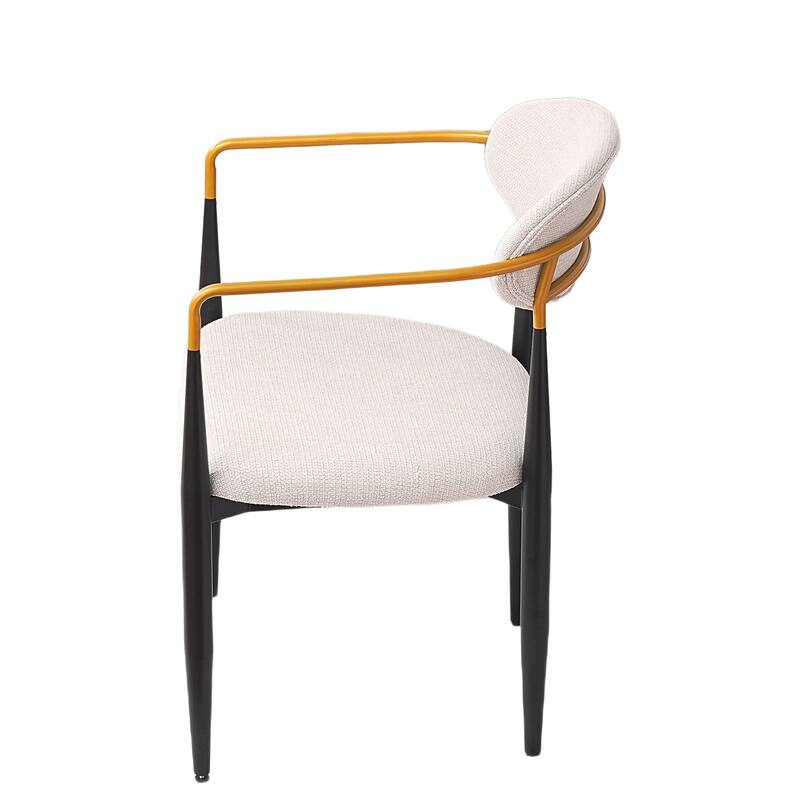 Modern Upholstered Dining Chair with Gold-Accented Armrests - 22"W x 21"D x 30"H, Ergonomic Design for Dining Room,2PCS/CTN