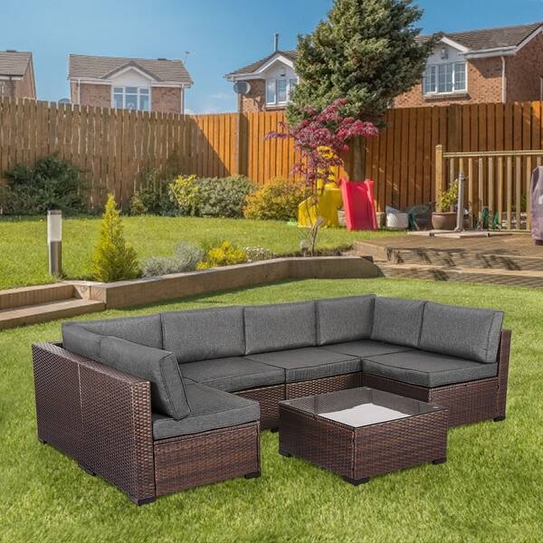 Shop Kinsunny Outdoor Patio Furniture Outdoor Sectional Rattan Wicker Sofa Conversation Set W Cushions Overstock 30342052