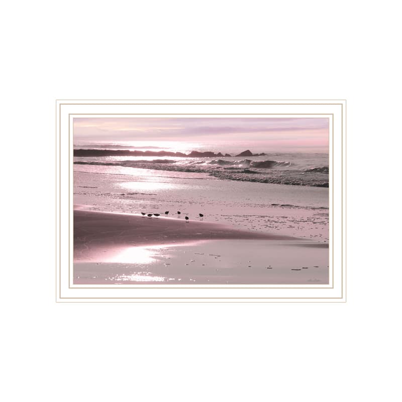 TrendyDecor4U Coastal "Breakfast On The Beach" Framed Print Wall Art - White