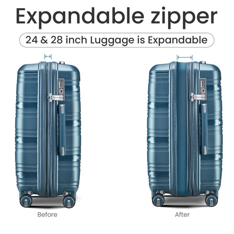 Luggage 4 Piece Sets(14/20/24/28), Carry on Hard Shell Lightweight Expandable Suitcase Set with Spinner Wheels & TSA Lock