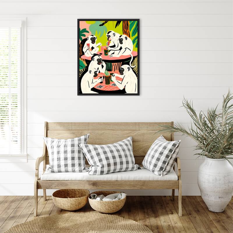 Monkey Game Weekend by Uma Gokhale Framed Canvas Wall Art