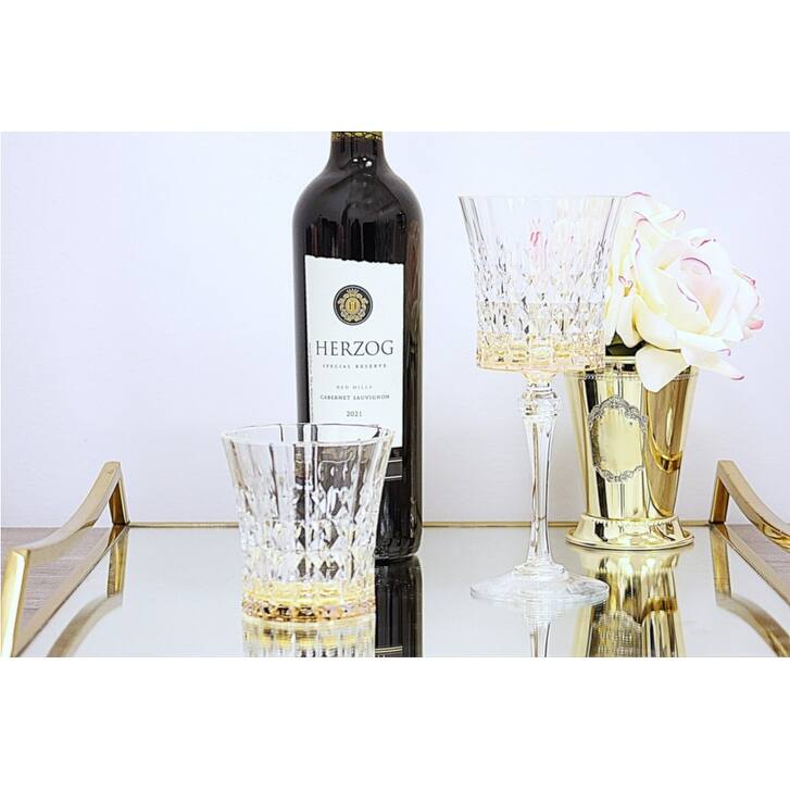 Liscio Ottico - Set of 6 Diamond Cut Glasses with Colored Shade on the Bottom