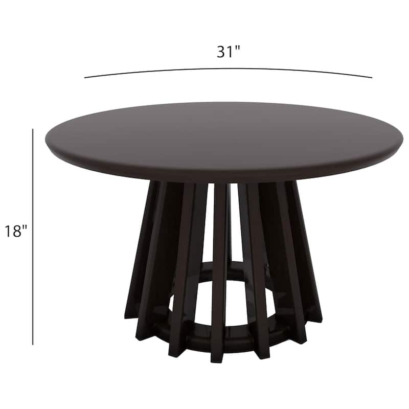 Black 31" Round Coffee Table Modern Mid-Century Wood Slatted Base - 19x20