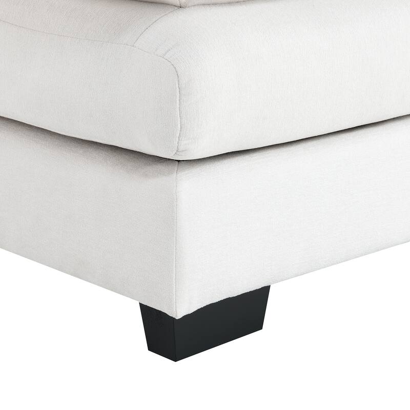 110x55x33" Modern U-shaped 6-seat Sleeper Sofa with Double Chaise, Double Cushions and 4 Waist Pillows, Chenille, White
