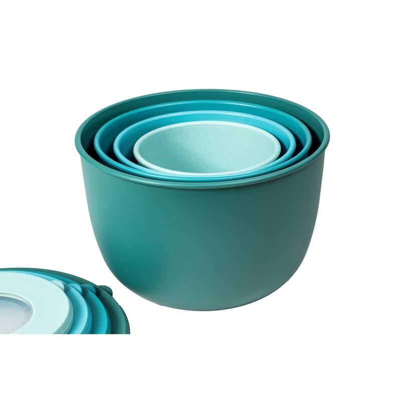 Stackable Mixing Bowls with Lids, Taupe, Set of 4