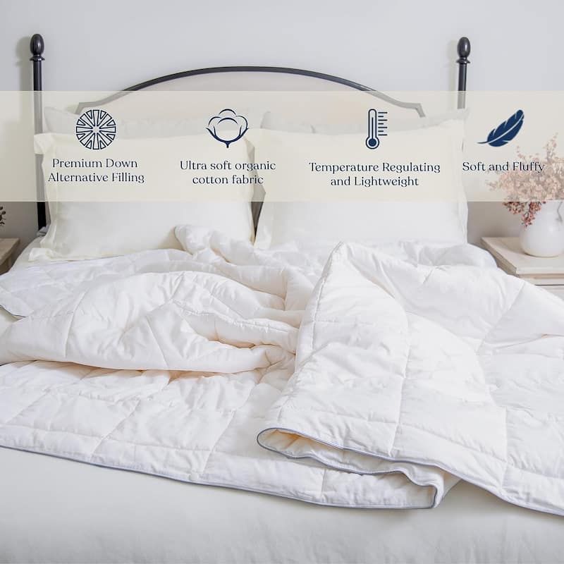 Delara 3IN1 Duvet Insert, Down Alternative Filled Organic Cotton Shell