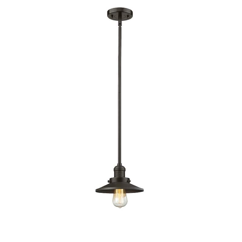 Innovations Lighting Railroad 8" Wide Mini Pendant - Downrod - Oiled Rubbed Bronze / Metal Shade