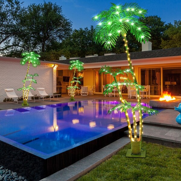 Solar powered palm tree lights top
