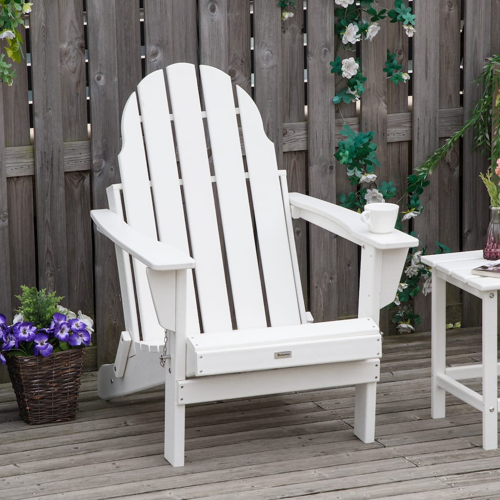 Outsunny Folding Adirondack Chair, HDPE Outdoor All Weather Plastic ...