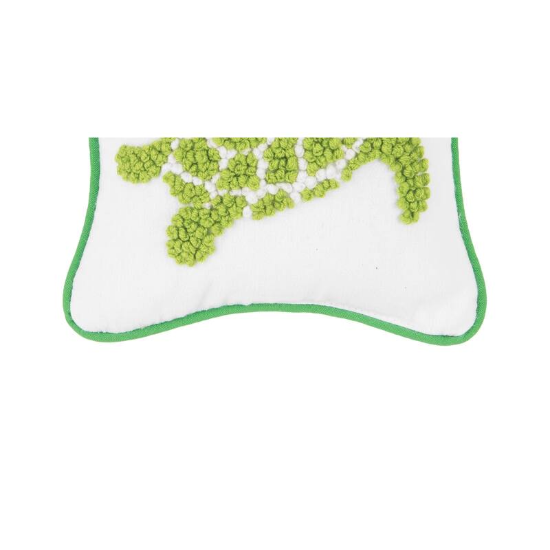 Green Turtle French Knot Throw Pillow
