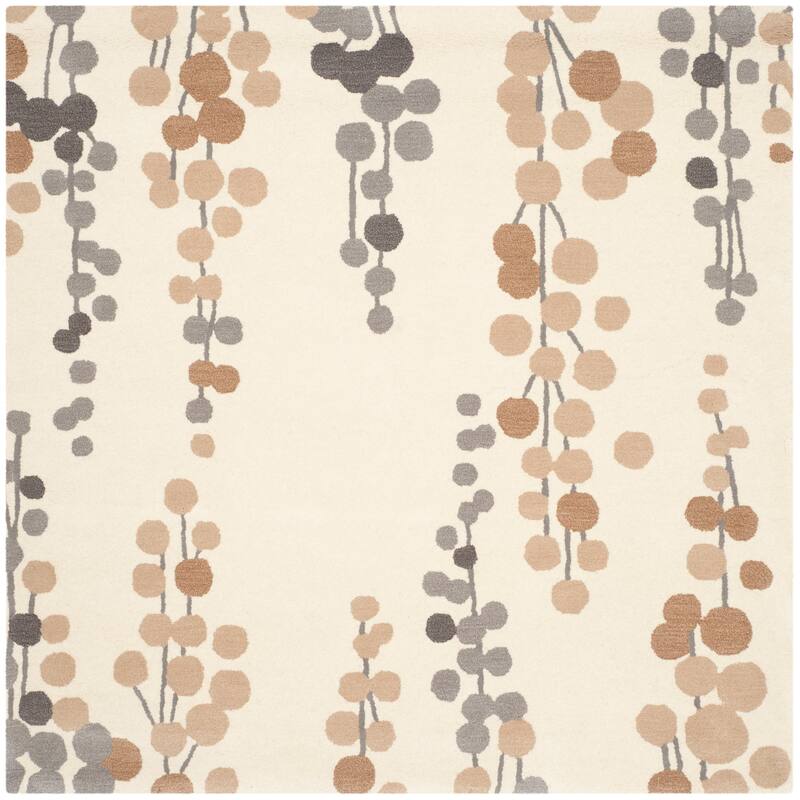 SAFAVIEH Handmade Soho Shanae N.Z. Wool/ Viscose Rug - 6' Square - Beige/Grey