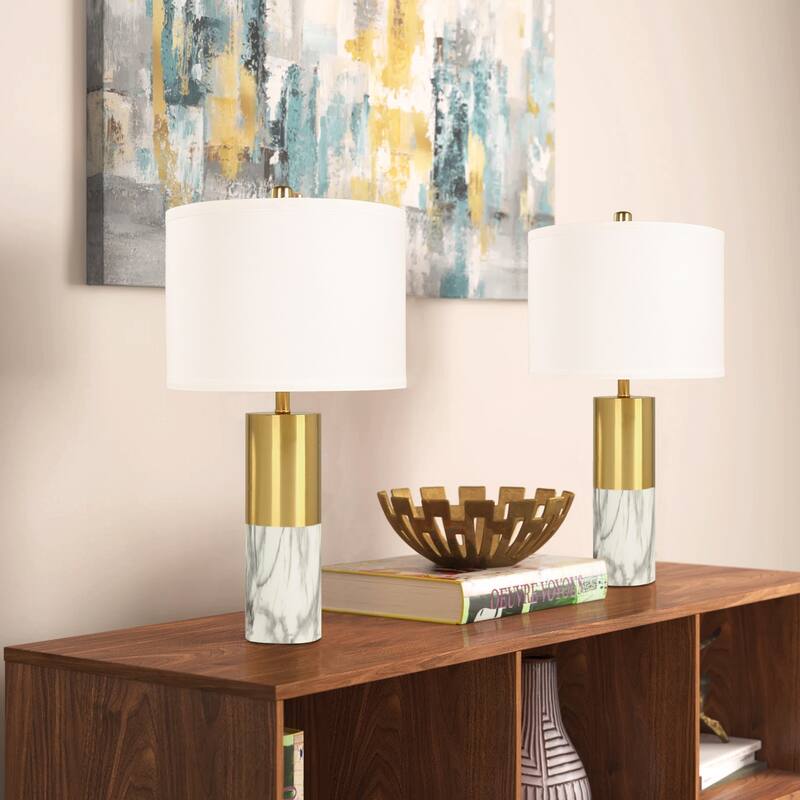 Lighting Marble Gold Table Lamps (Set of 2) - White