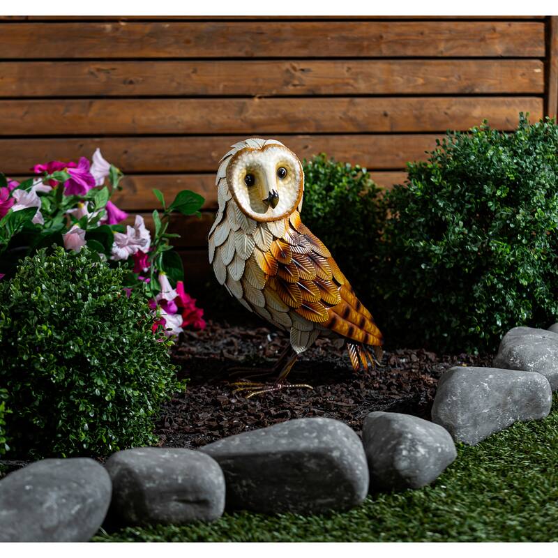 Metal Brown Barn Owl Statuary