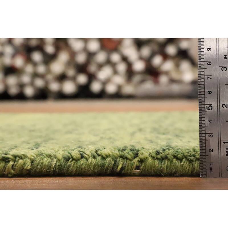 Hand Knotted Oriental 100% Wool Carpet Modern Modern Green Gabbeh Runner Rug - 4' 8'' X 2' 4''