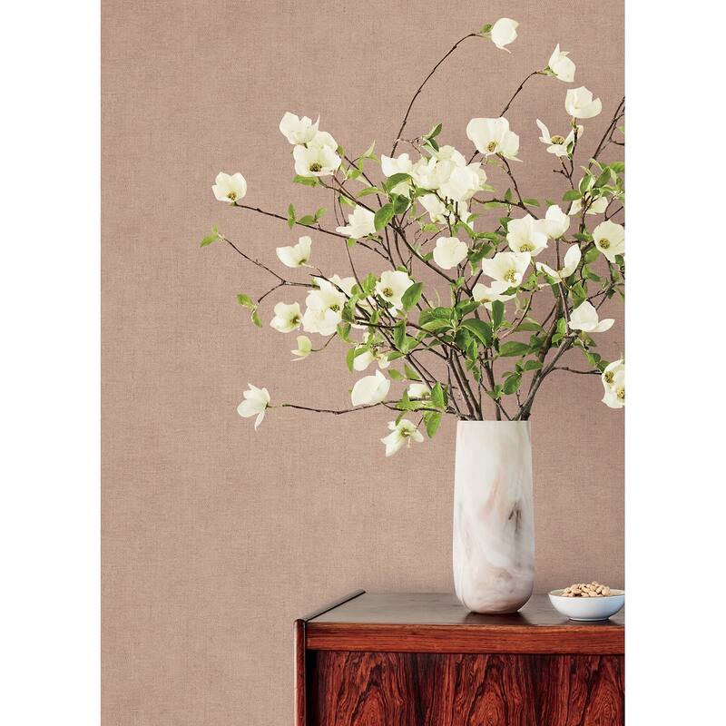 A-Street Prints Nuovo Rose Faux Linen Wallpaper