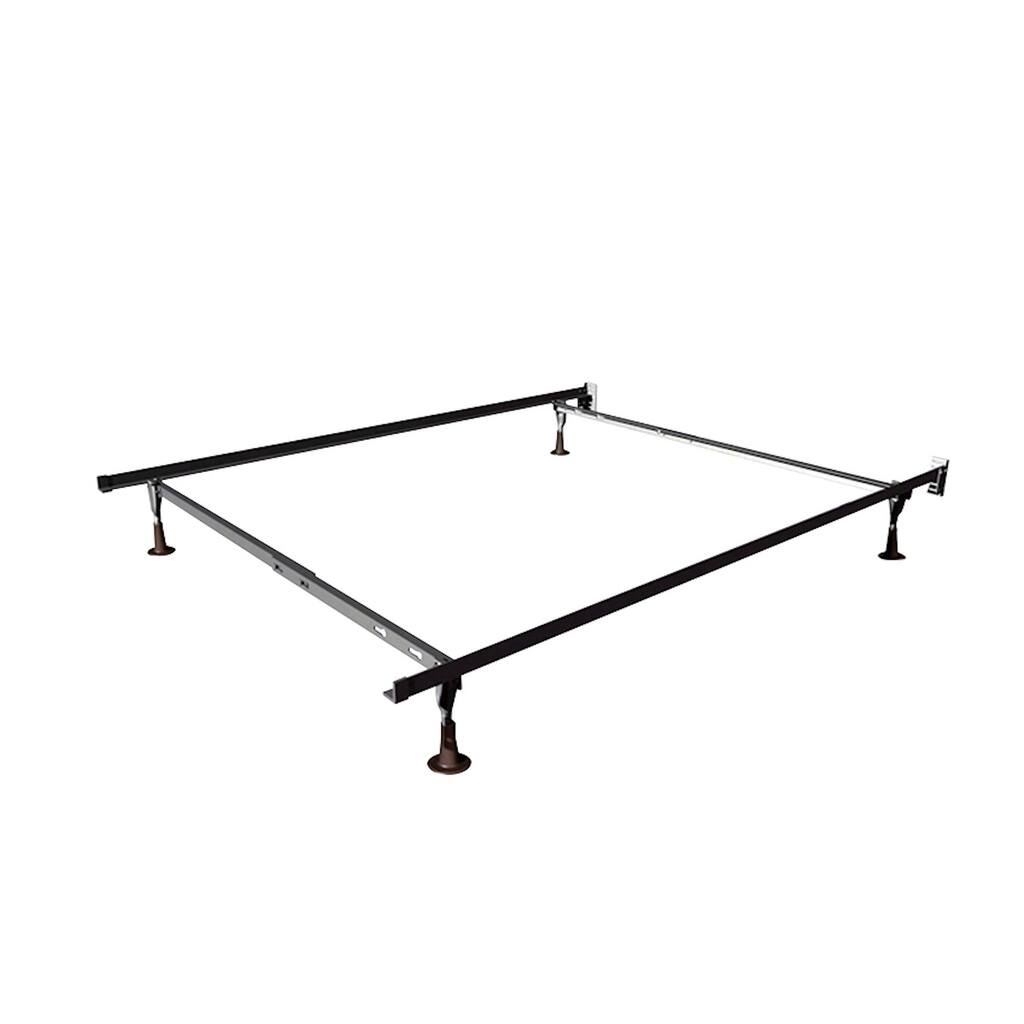 Titanic Furniture Brass Adjustable Twin/Full Bed Frame with Floor Caps, Black