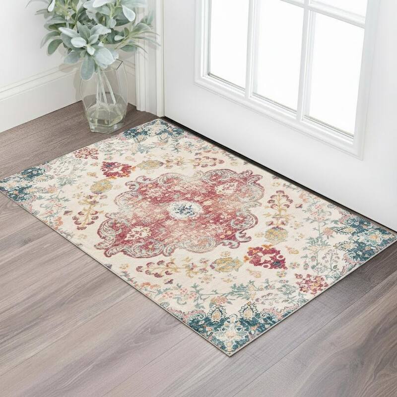 HomeRoots Medallion Traditional Rectangle Area Rug - 3' X 5'