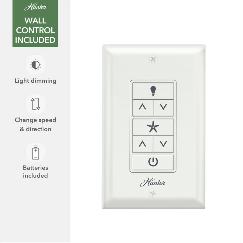 Hunter 72" Overton Outdoor Ceiling Fan w/Light Kit, Wall Control - Windmill - Transitional, Modern - DAMP RATED, ENERGY STAR!