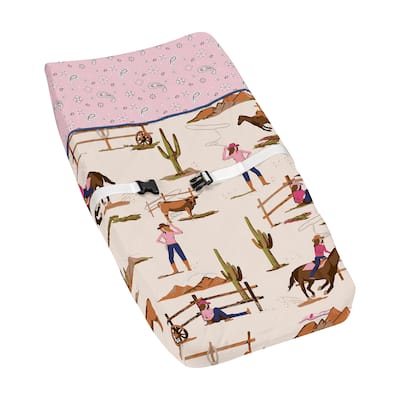 Sweet Jojo Designs Western Cowgirl Girl Changing Pad Cover Wild West Bandana Paisley Vintage Country Animal Southwest Brown Pink