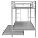 preview thumbnail 9 of 43, Twin over Twin Size Metal Bunk Bed with Trundle, Ladder and Fence for Bedroom