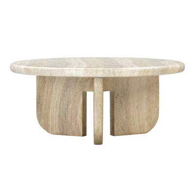 Patrizia Concrete Round Coffee Table - 35.8"W x 35.8"D x 15.4"H