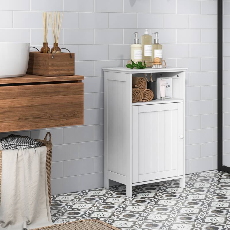 Bathroom Freestanding Adjustable Shelf Floor Storage Cabinet