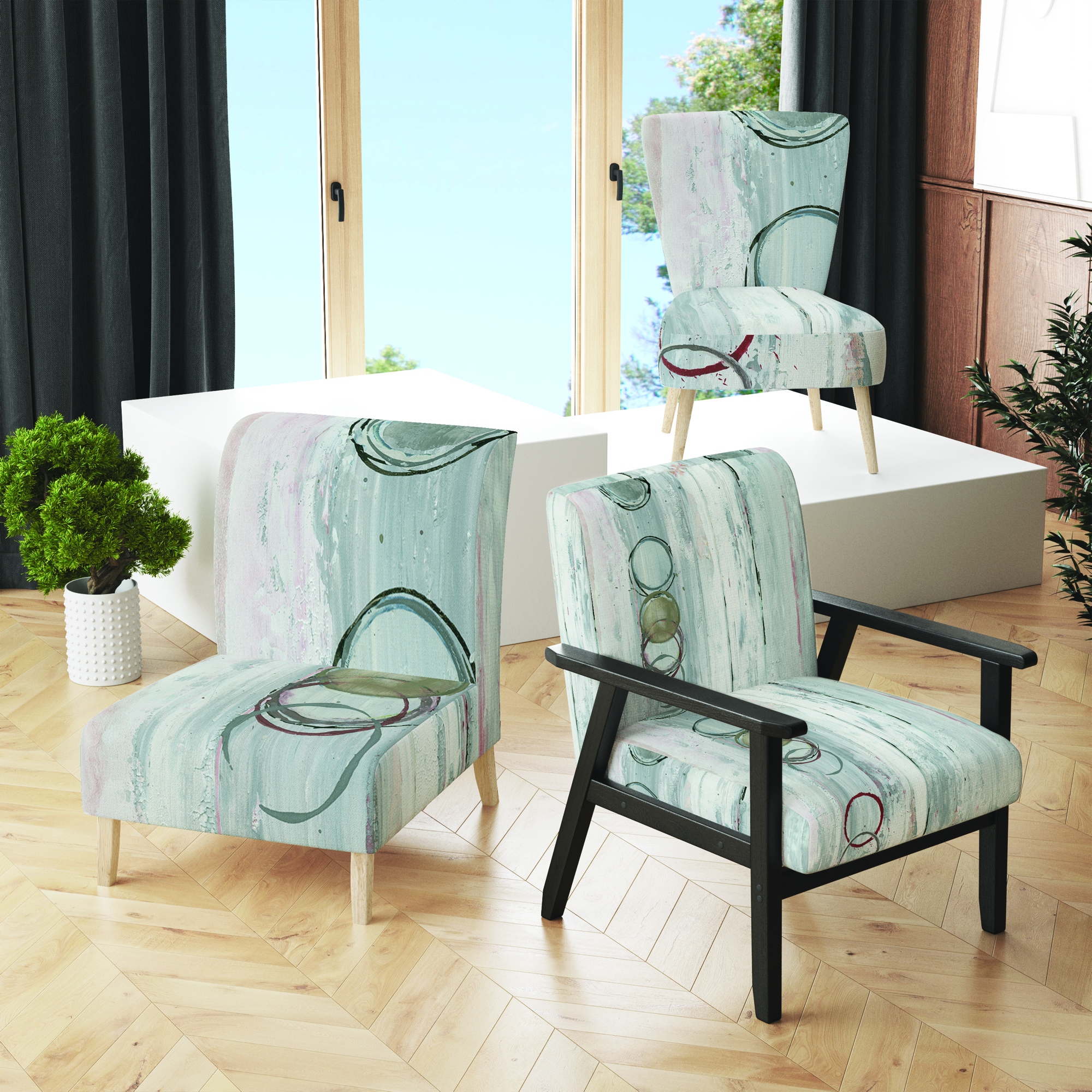 Whitewashed upholstered dining discount chairs