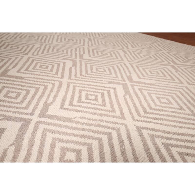 All-Over Geometric Moroccan Large Area Rug Handmade Wool Carpet - 9'10"x 14'9"