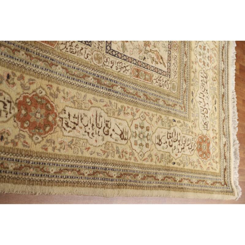 Hand Knotted Oriental 100% Wool Carpet Traditional All-Over Beige & Ivories Tabriz Area Rug - 18' 2'' X 13' 1''