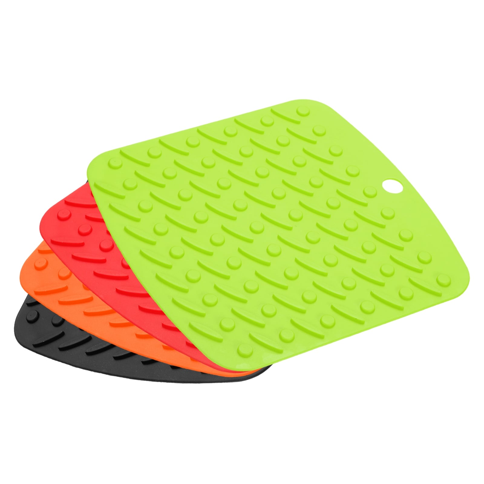 Unique Bargains Silicone Square Shaped Honeycomb Pattern Heat Resistant Mat  Green Orange 4 Pcs - Bed Bath & Beyond - 18430563