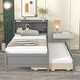 preview thumbnail 13 of 46, Pine Platform Bed with Storage Headboard, Trundle, and Drawers