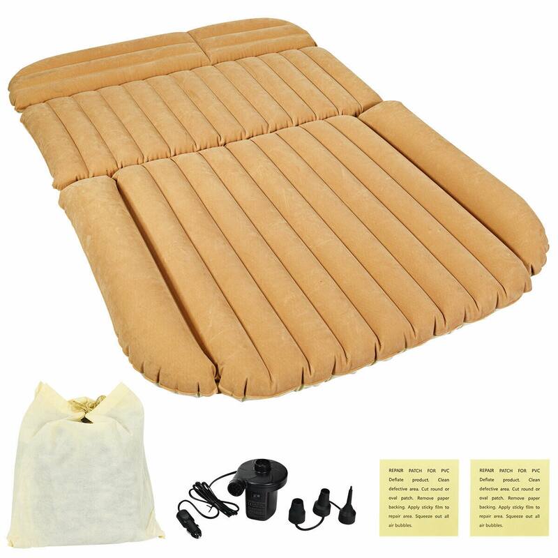 Camel Inflatable Car Mattress with Rapid Inflation and Waterproof Flocked Surface Camping and Travel