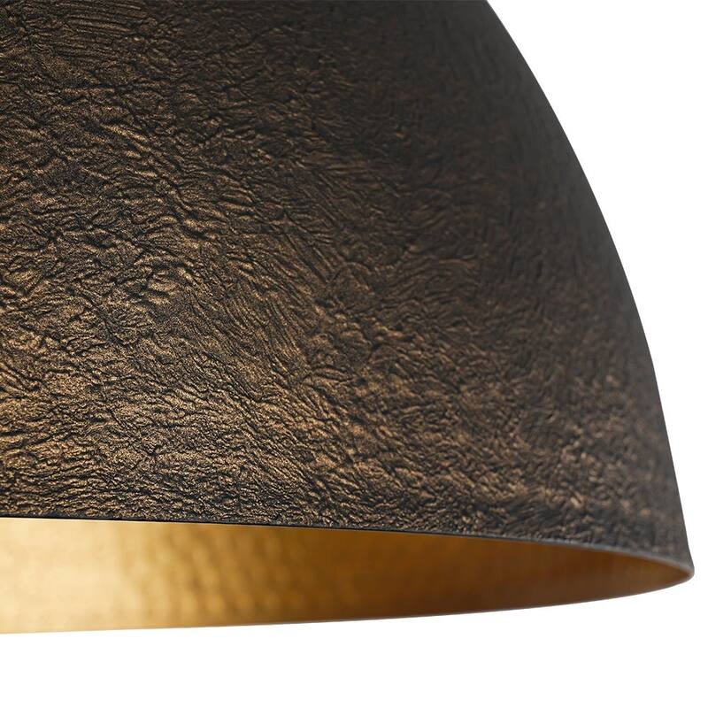 Industrial 1-Light Black Large Metal Dome Pendant Light Sprayed Gold - 15.7 inches