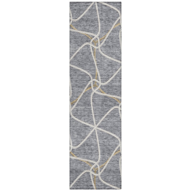 Machine Washable Indoor/ Outdoor Contemporary Links Chantille Rug