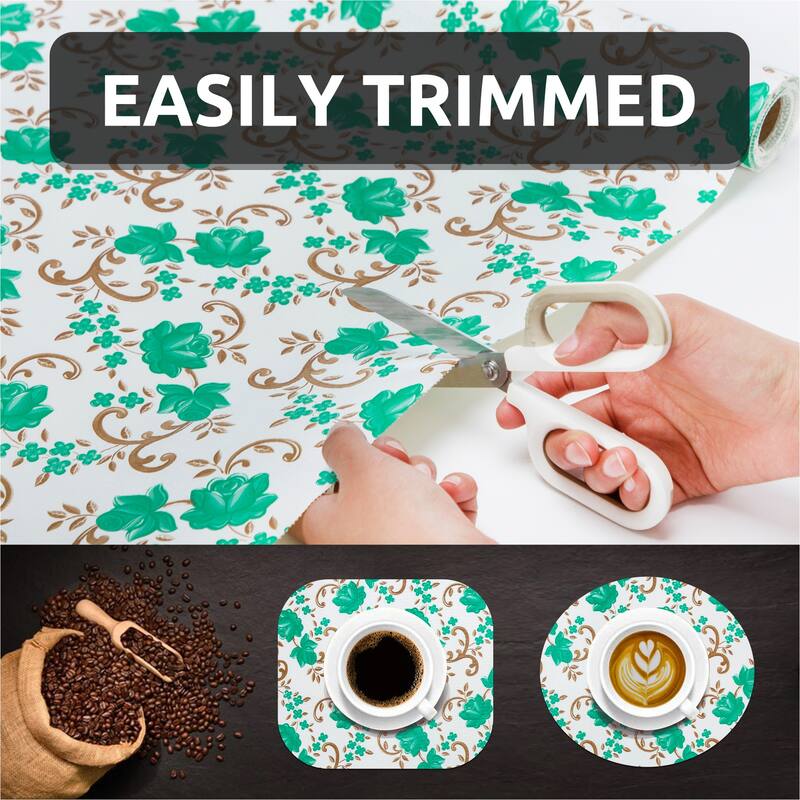 Ray Star Grey or Green Floral Shelf liner18x96 12×120In