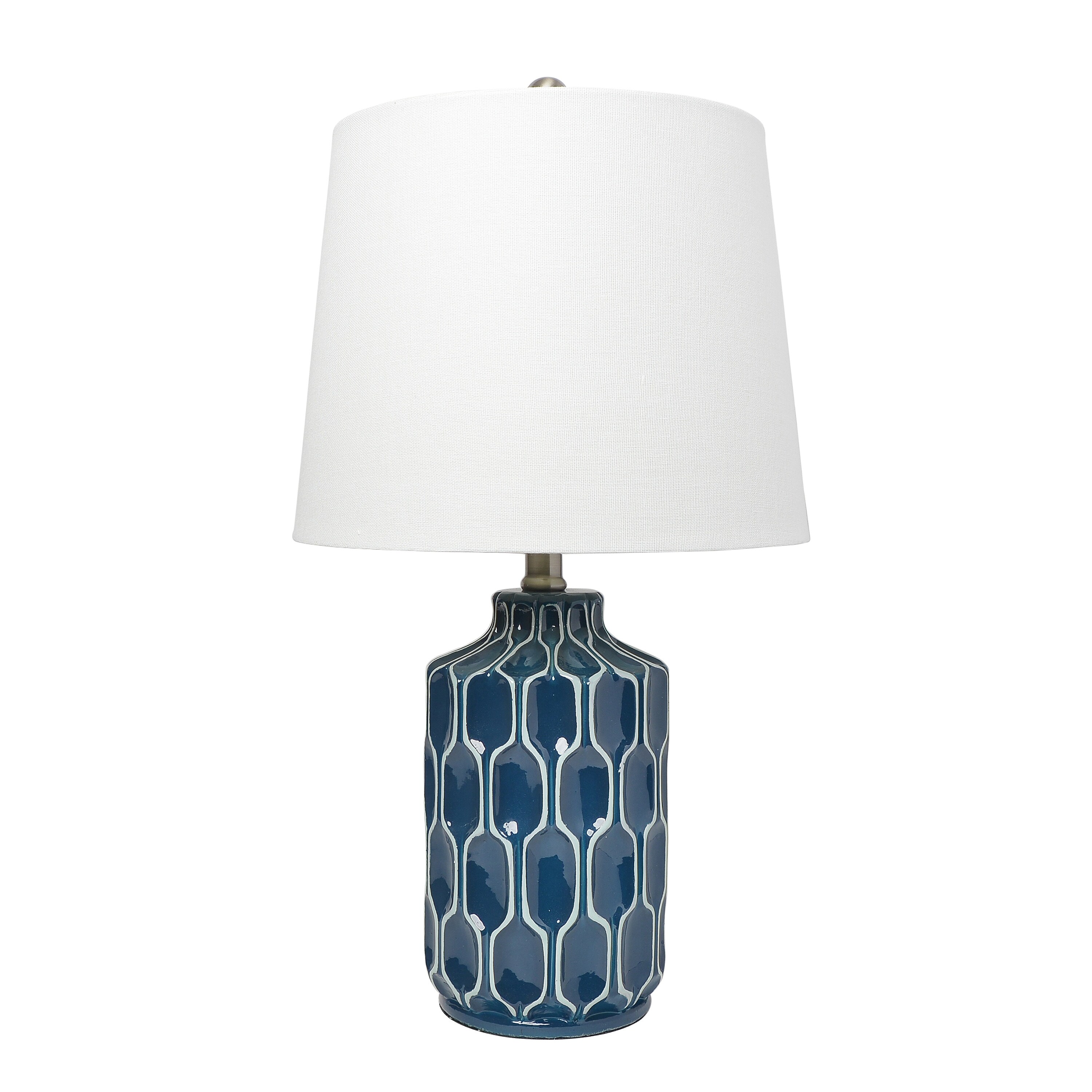 table lamp with blue shade