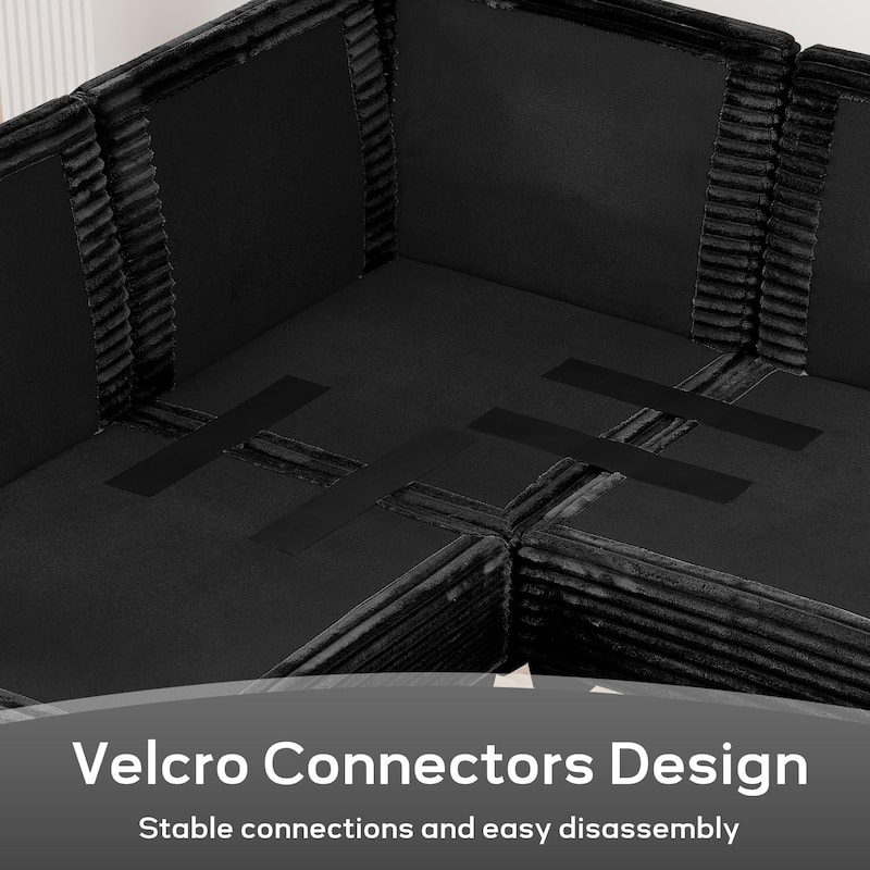 123" Modular U-Shaped Sectional Sofa Couch, 6-Seater Deep Seat Plush Corduroy Sofa Bed Chaise for Living Room