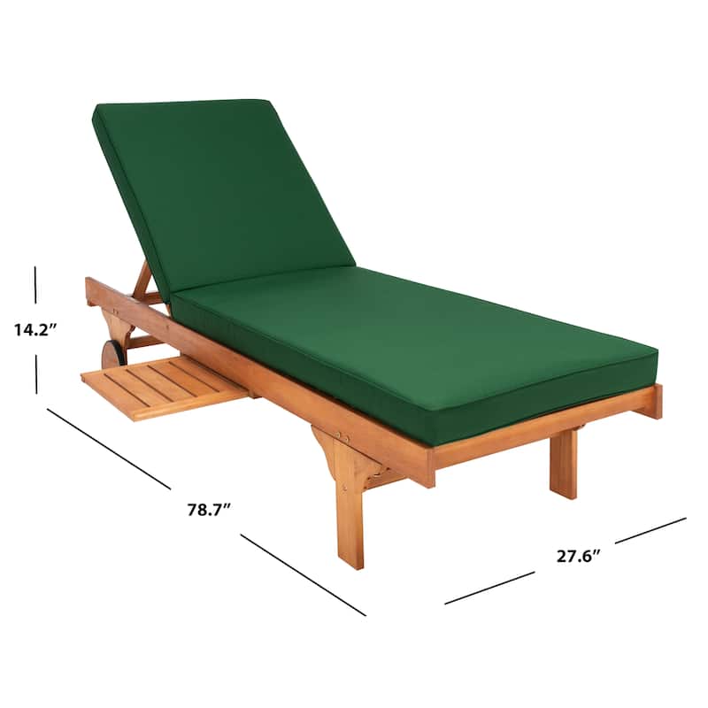 SAFAVIEH Outdoor Aubrie Adjustable Chaise Lounge Chair with Wheel.