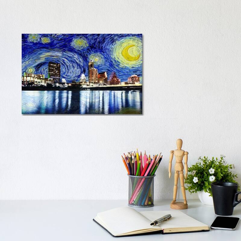 iCanvas "Austin, Texas Starry Night Skyline" by 5by5collective Canvas Print - 8x12x0.75