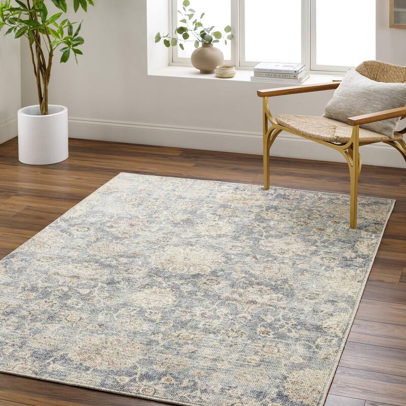 Livabliss Downtown Farmhouse Medallion Area Rug - Blue/Denim/Cream/Tan/Light Beige/Amber - 6' 7" x 9'