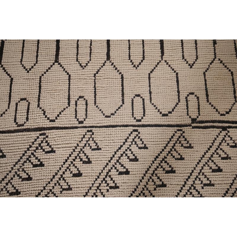 All-Over Geometric Moroccan Modern Area Rug Hand-Knotted Wool Carpet - 8'0"x 10'5"
