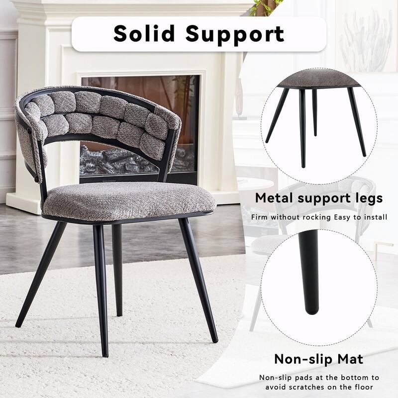 Set of 2 Velvet Dining Chairs with Black Legs, Modern Upholstered Accent Chairs
