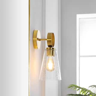 SAFAVIEH Lighting Nell 7-inch Glass Wall Sconce with Bulbs (Set of 2) - 7 In. W x 6 In. D x 13.3 In. H