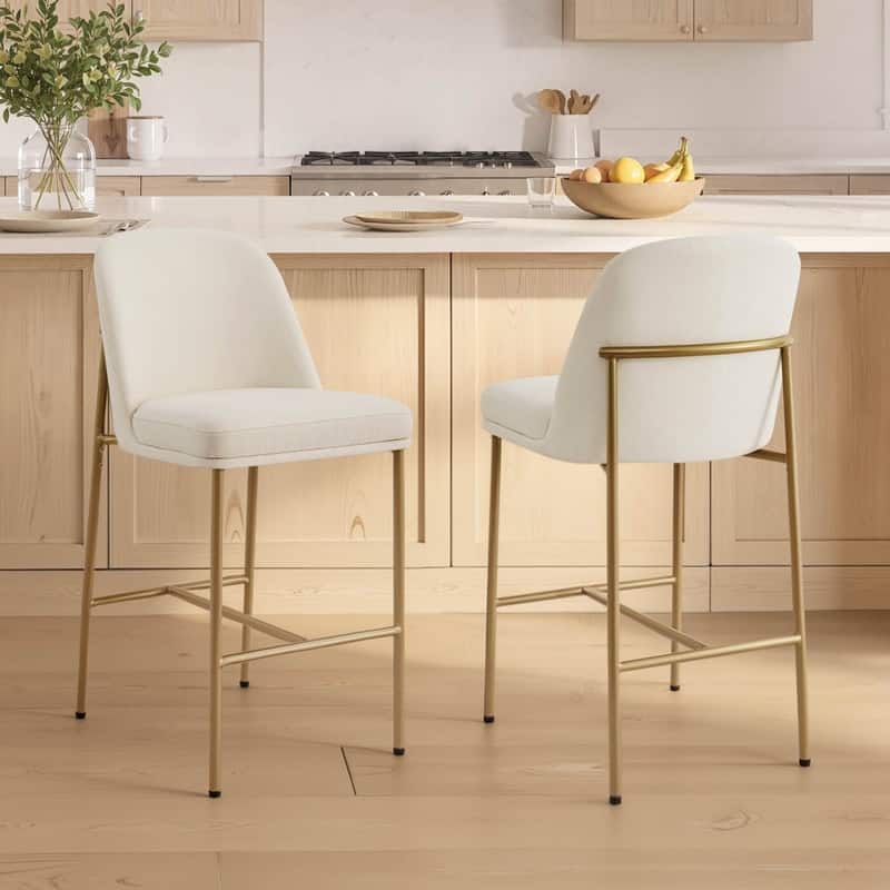 Spruce & Spring Modern Upholstered Counter Height Bar Stools with Backrest & Footrest for Kitchen Island