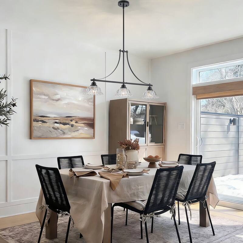 Starsky 3-Light Linear Chandelier With Floral-Inspired Shade